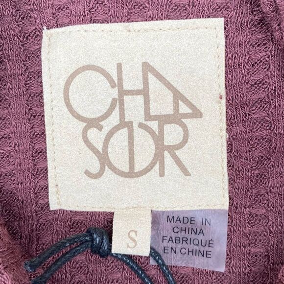 Chaser Burgundy Waffle Knit Cowl Drawstring Hoodie/Top w/Pocket. Small. NWT Soft - Picture 5 of 6